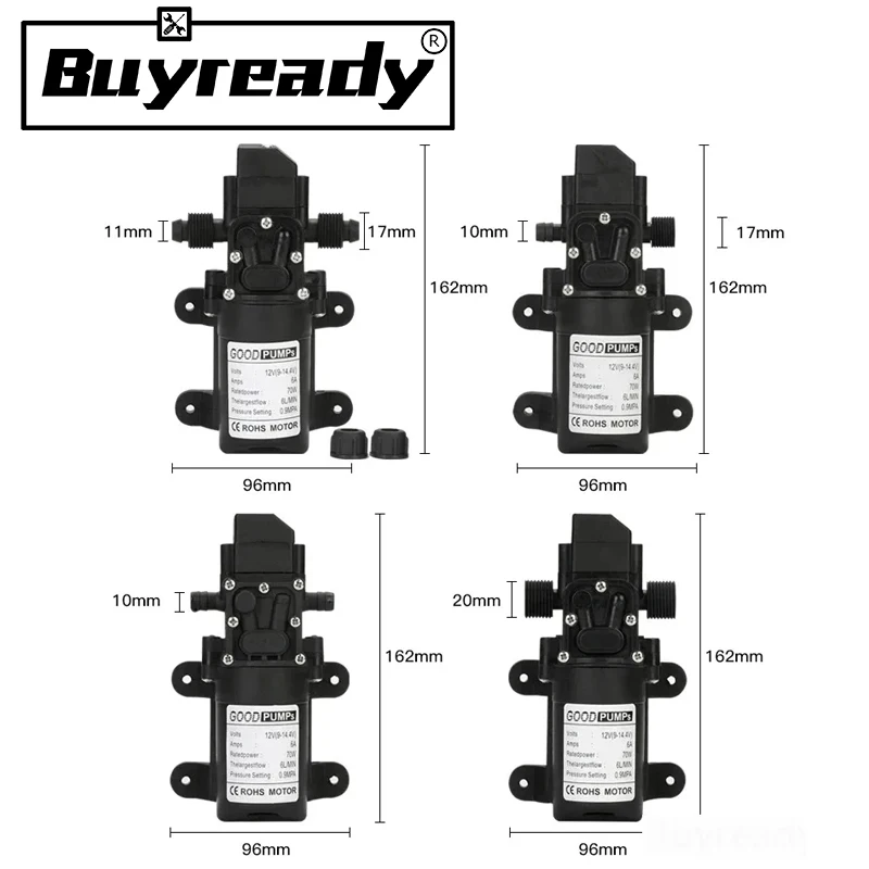 1pcs Self Priming Pumps High Pressure Automatic Flow Switch 6L/Min AUTO Diaphragm Water Pump DC 12V 130PSI Small Agricultural