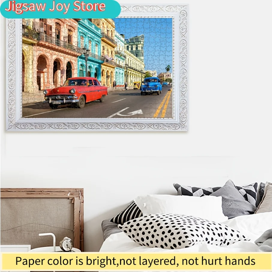 1 Box () Paper Puzzle Pieces - Fit Together Perfectly for Adults "Street Cars" Game - Ideal for Parties, Family & Friends Acti