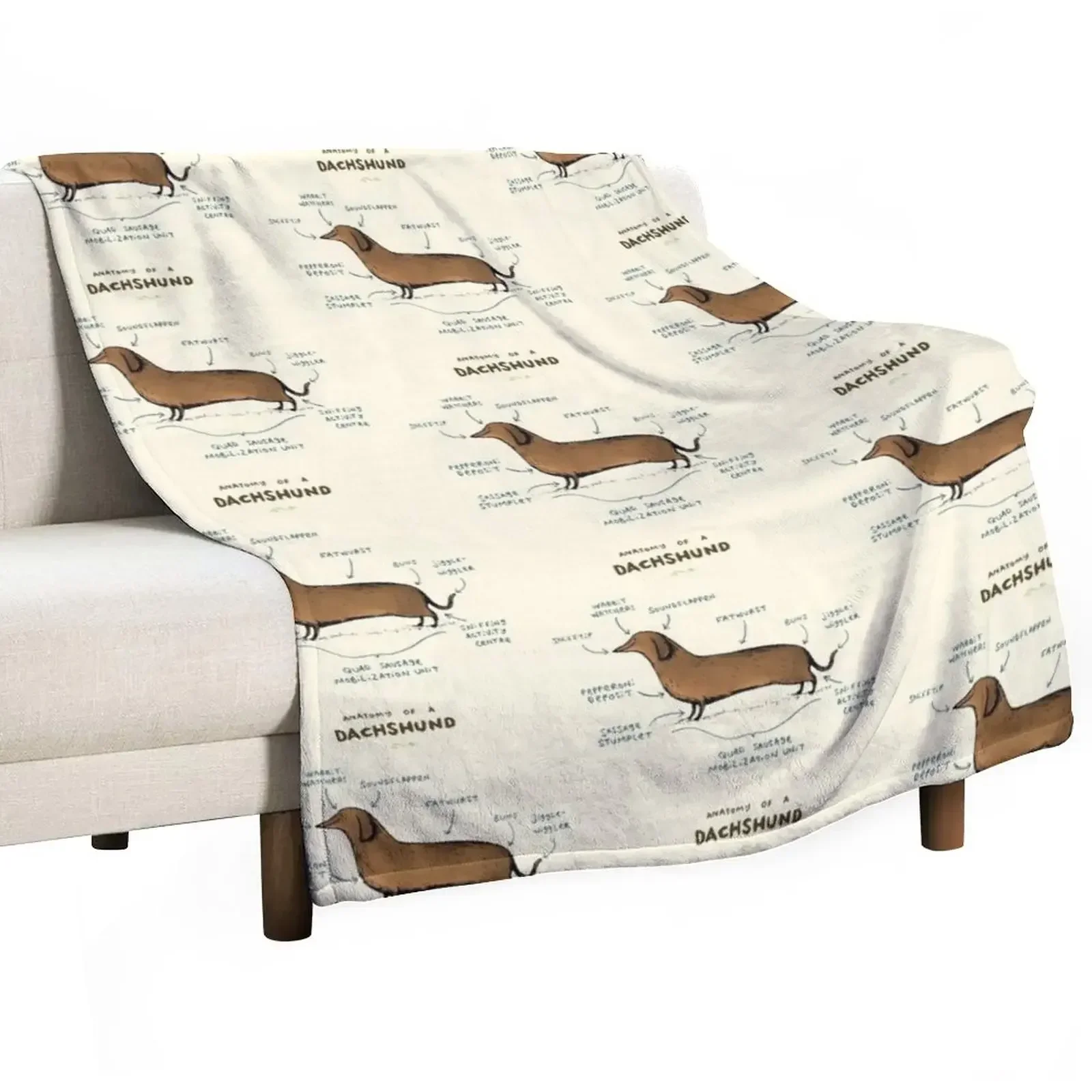 Anatomy of a Dachshund Throw Blanket Plush Sleeping Bag Bed covers funny gift Blankets
