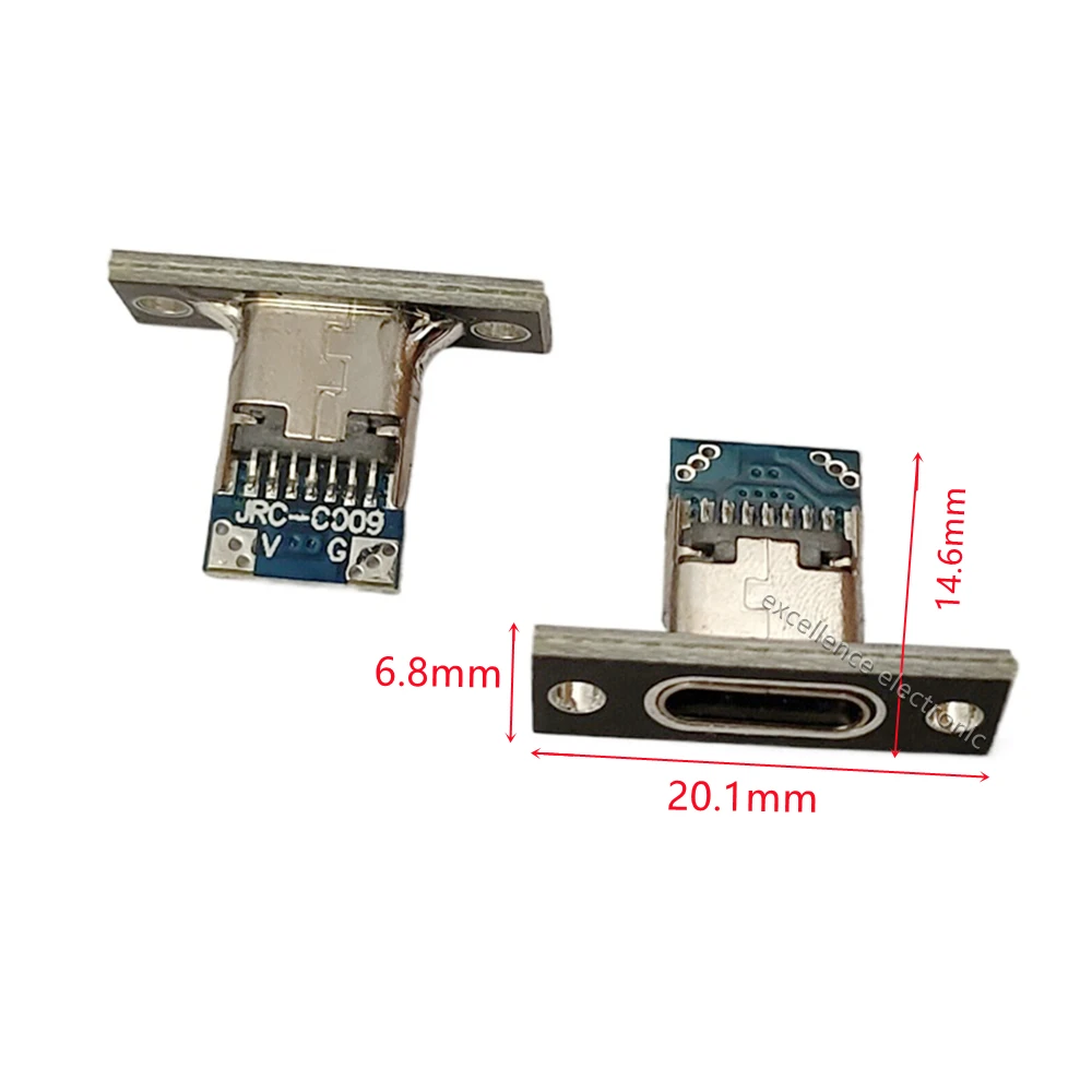 1-10pcs USB 3.1 Type C Socket With Screw fixing plate Type-C USB Jack 3.1 Type-C 2Pin 4Pin 5Pin 6Pin Female Connector Jack