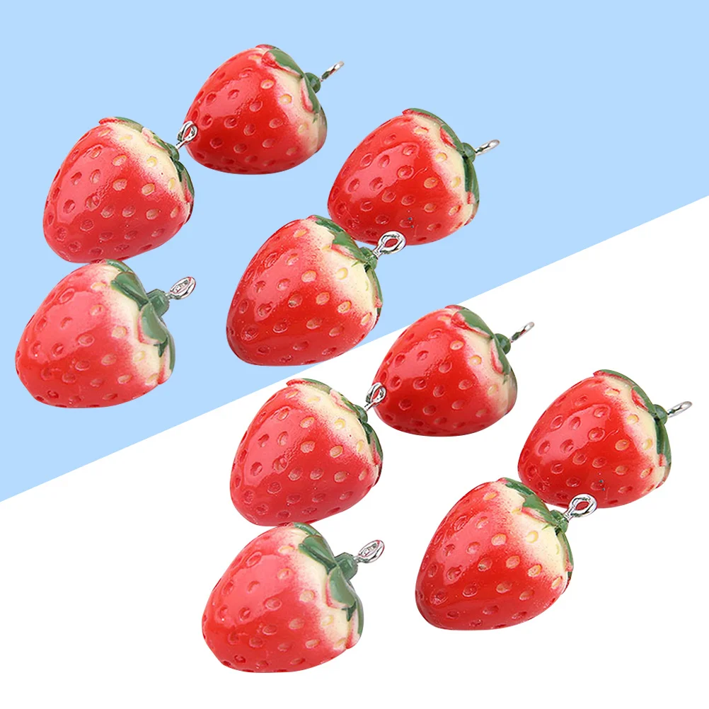 

10Pcs Fruit Strawberry Pendants Drop Oil Stereo Alloy Charms Cute Hanging Decor for DIY Necklace Bracelet Keychain Red