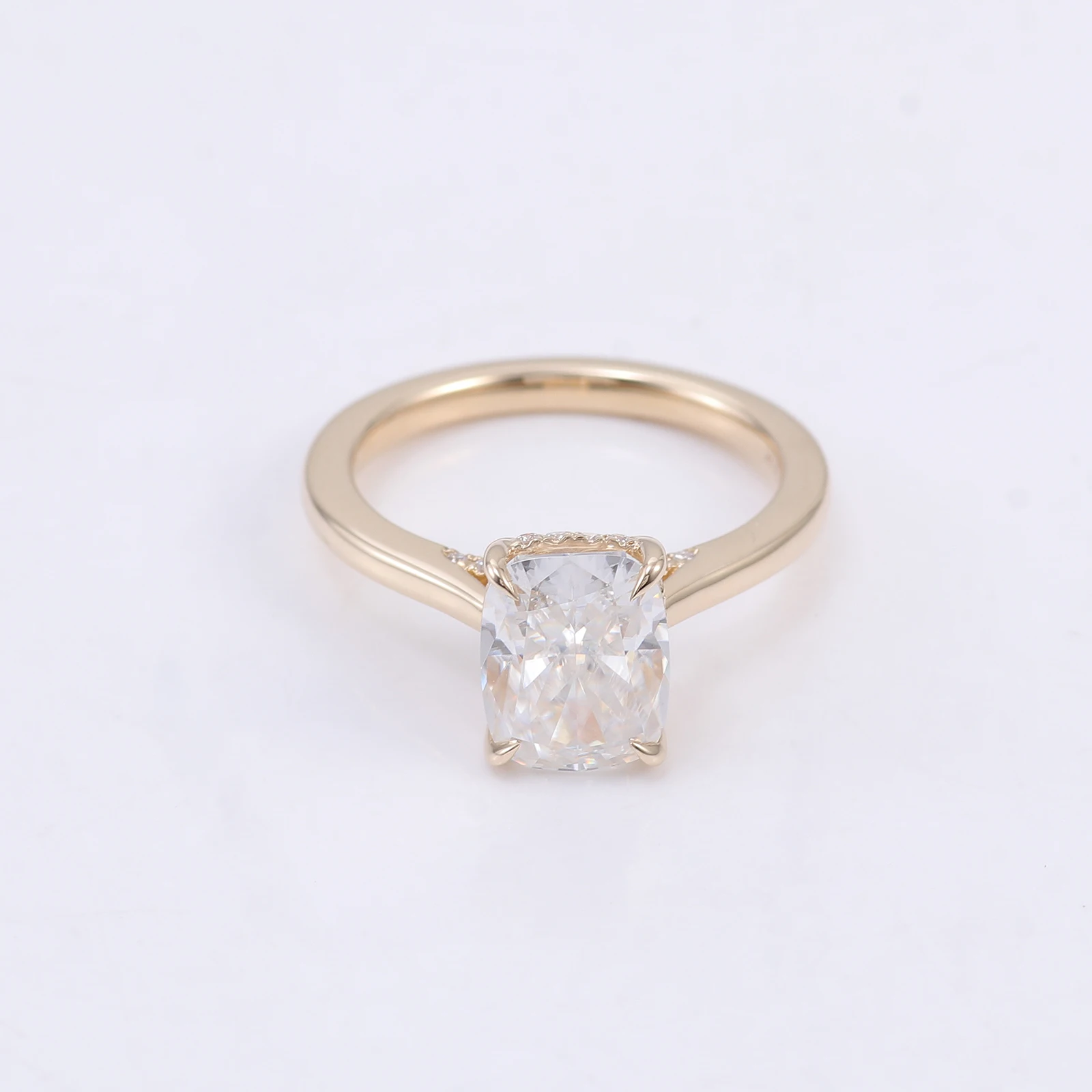 Provence 10K/14K/18K Moissanite Engagemant Rings for Women Cushion Cut 2.5 CT D Color VVS1 Women's Wedding Rings GRA Certificate