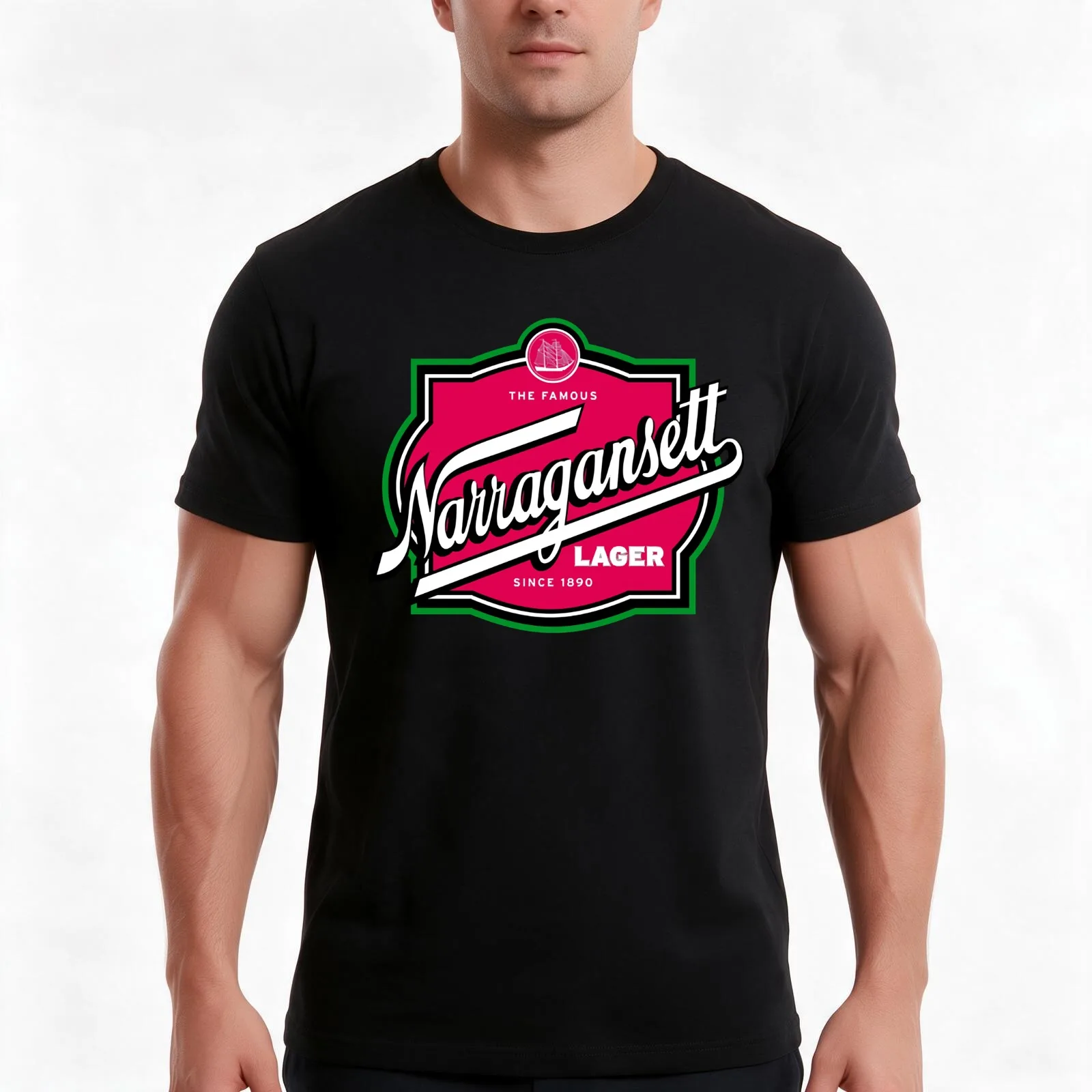 Narragansett Harpoon brewing Beer logo beer brewery traditional logo T-Shirt Summer Casual Cotton Tee Vintage Graphic Print