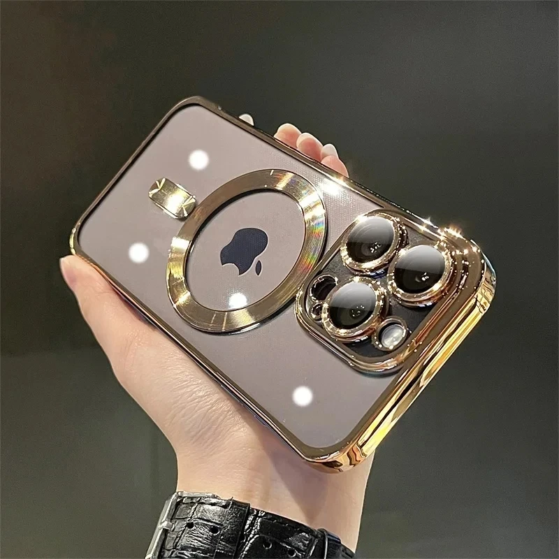 

Luxury Transparent Magsafe Wireless Charging Case For iPhone 15 14 12 13 11 Pro Max 15 Plus X Xs Max XR Magnetic Silicone Cover