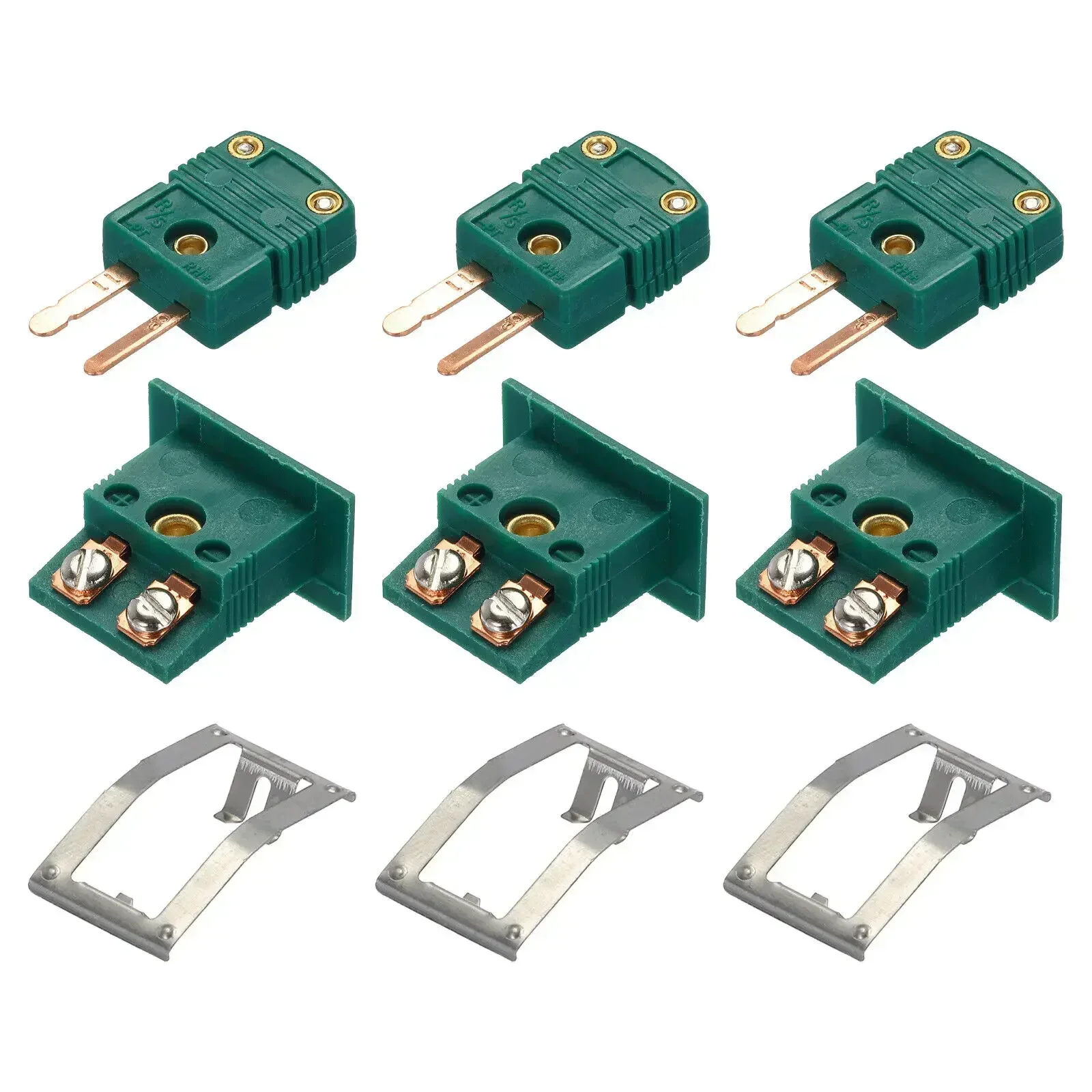 R/S Type Thermocouple Connectors Male Plug with Panel Socket Dark Green SMPW adapter