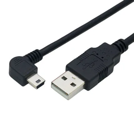 Elbow mini usb to USB charging data cable right up and down bend mini 5P car MP3 hard drive cable 25CM 50CM