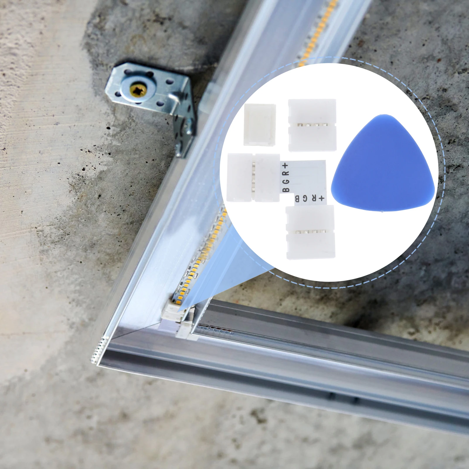 RGB LED Light Strip Connectors Solder Free Buckles L Shaped Corner Adapters Self Adhesive Clips Triangle Picks Safe Durable LED