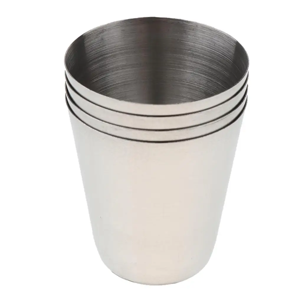 Stainless Steel Camping Mug Kit 4 Piece Travel Cups Reusable Stackable for Coffee Beer Wine Milk