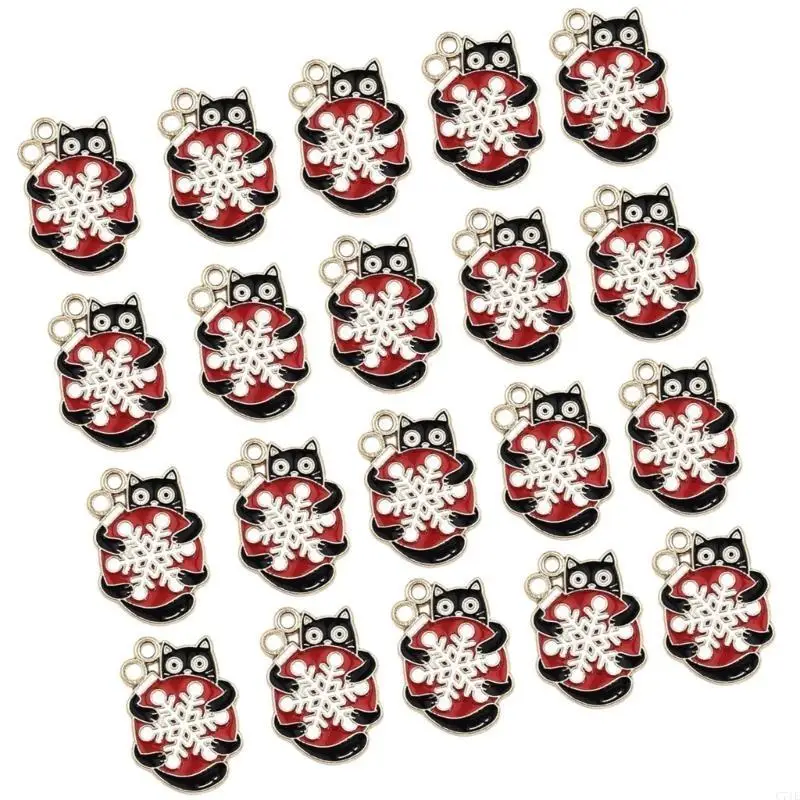 

20pcs Decorative Charm for Necklace and Bracelet Making Lovely Cats Shaped Christmas Pendant Jewelry Making Supplies