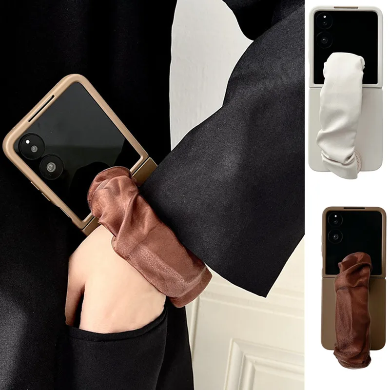 

Модный эластичный ремешок для ПК Чехол для Samsung Galaxy Z Flip7 Чехол Z Flip6 5 4 3 Чехол Xiaomi Mix Flip Case Moto Razr50 Razr60