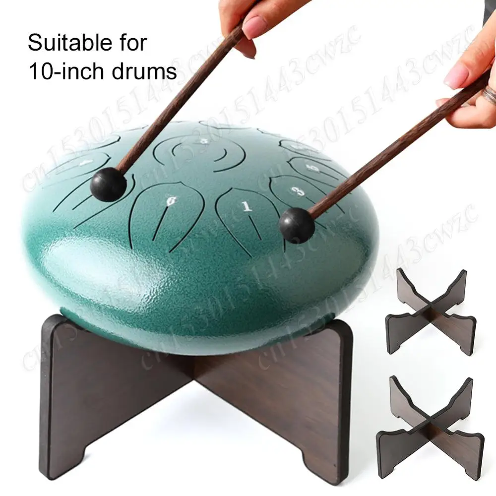 Steel Tongue Drum Holder Wooden Display Stand Detachable Snare Holder Steel Tongue Drum Bracket for 8/10 Inch Instrument Stand