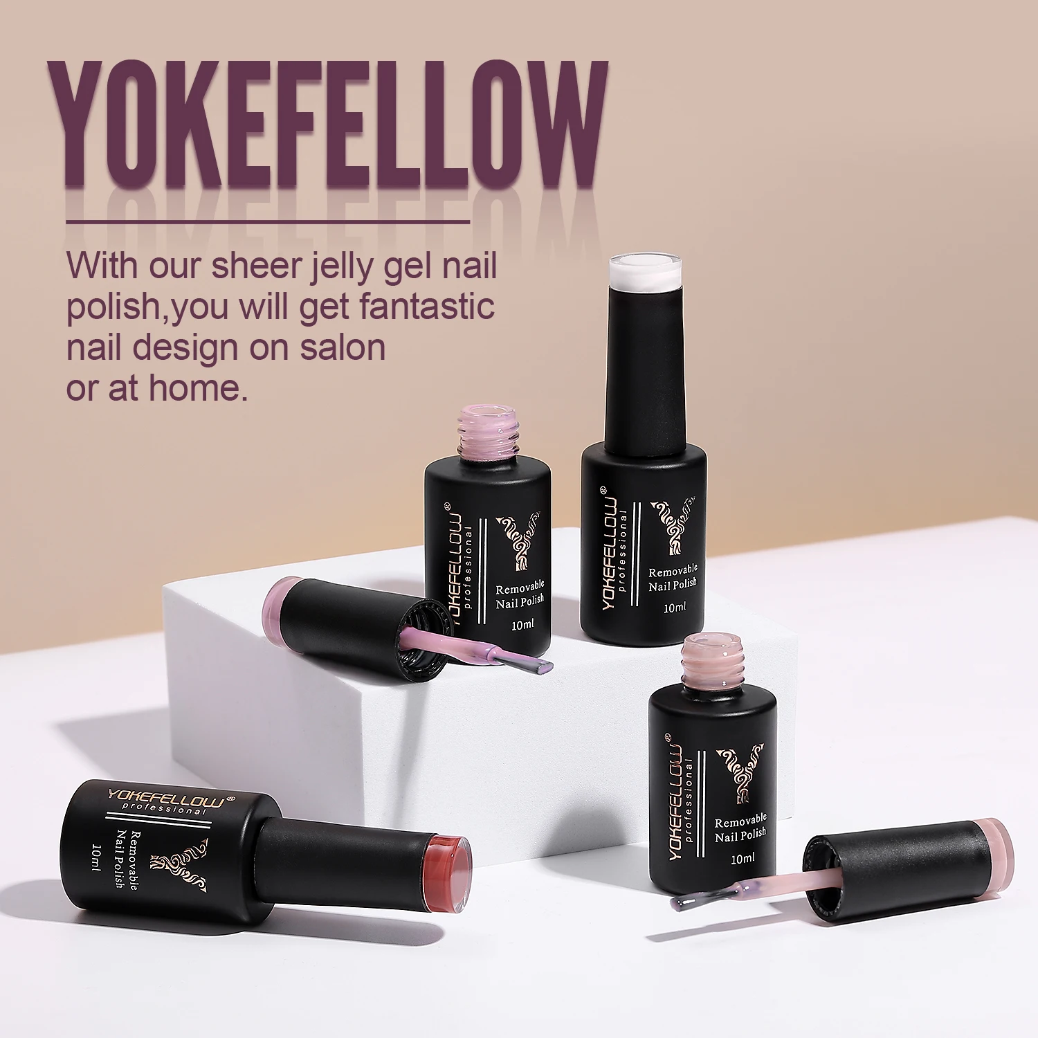 YOKEFELLOW10ml Jelly Nude Gel Nail Polish High Quality Translucent Milky White Nail Gel Varnish Soak Off UV LED Gel for Nail Art