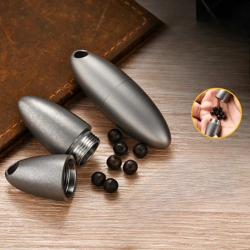 

Titanium Alloy Portable Waterproof and Moisture-proof Medicine Box Sealed Compartment, Can Be Used As A Key Pendant