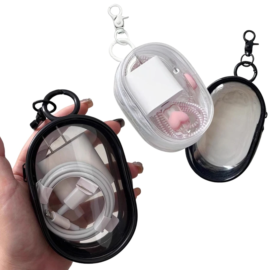 

Transparent Travel Cable Organizer Pouch, Compact Electronics Accessory Storage Bag for Power Banks, Chargers, Headphones