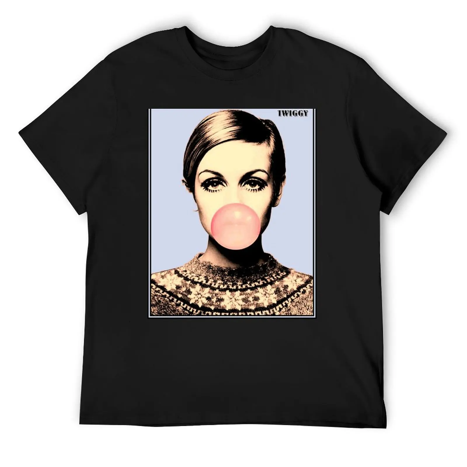 

TWIGGY : Vintage 1965 Blowing Bubble Print T-Shirt kawaii clothes street wear oversizeds affliction shirts men t shirts