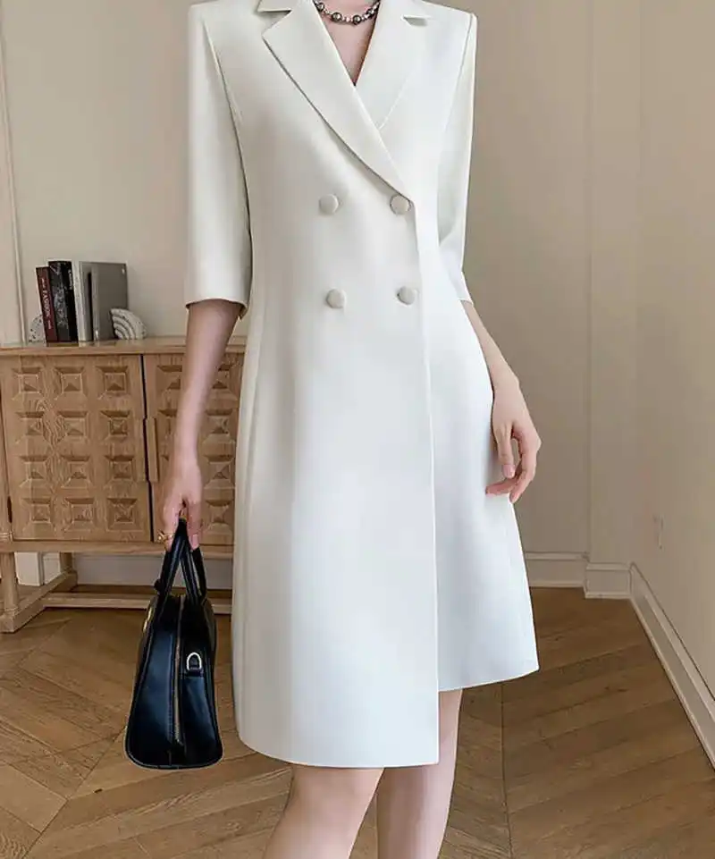 Elegant Commuter Women's Suit 1 Piece Jacket Double Breasted High Waist Formal Occasion Banquet Customized
