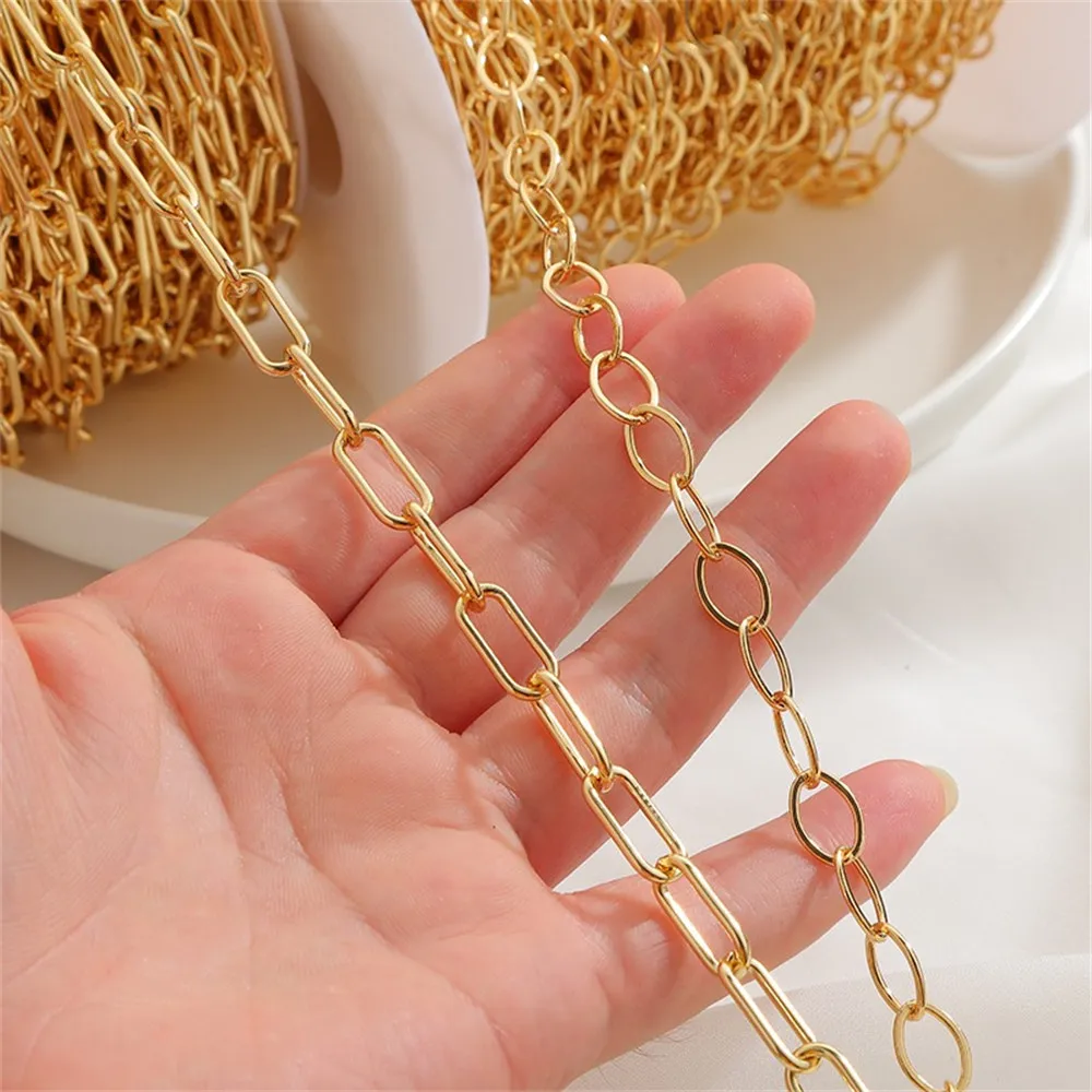 

14K Gold Wrapped Thick Chain O-shaped Chain Handcrafted DIY Making Bracelet Necklace Headpiece Material Accessories L025