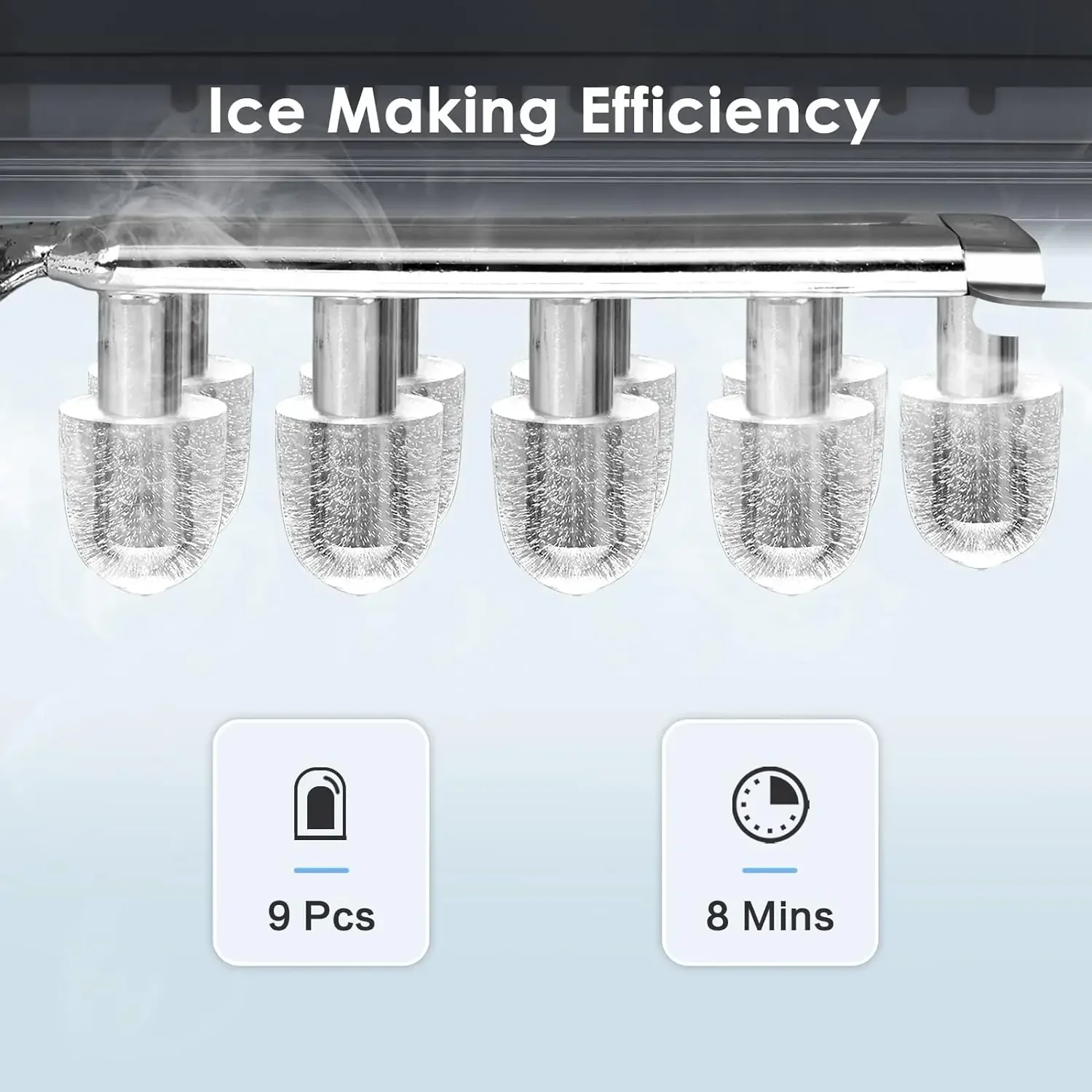 Small, Efficient Ice Maker for Countertop Use, Self-Cleaning Portable Ice Maker Machine with 26Lbs/24H Production Capacity, 9 Ic