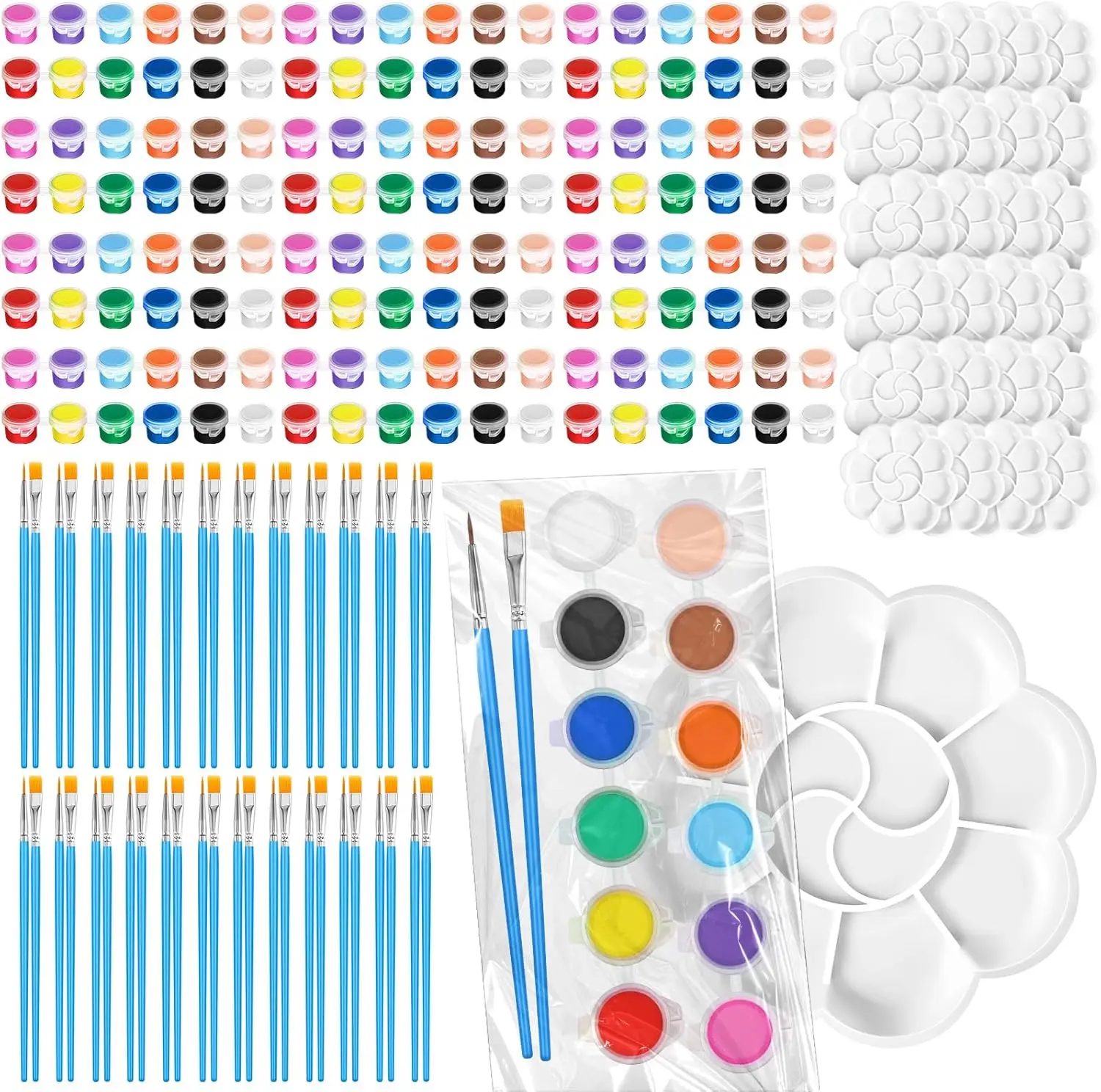 

24 Set Mini Acrylic Paint Set for Kids Adults Washable Mini Painting Kit Arts Crafts Party Favors Filled Strips Brushes
