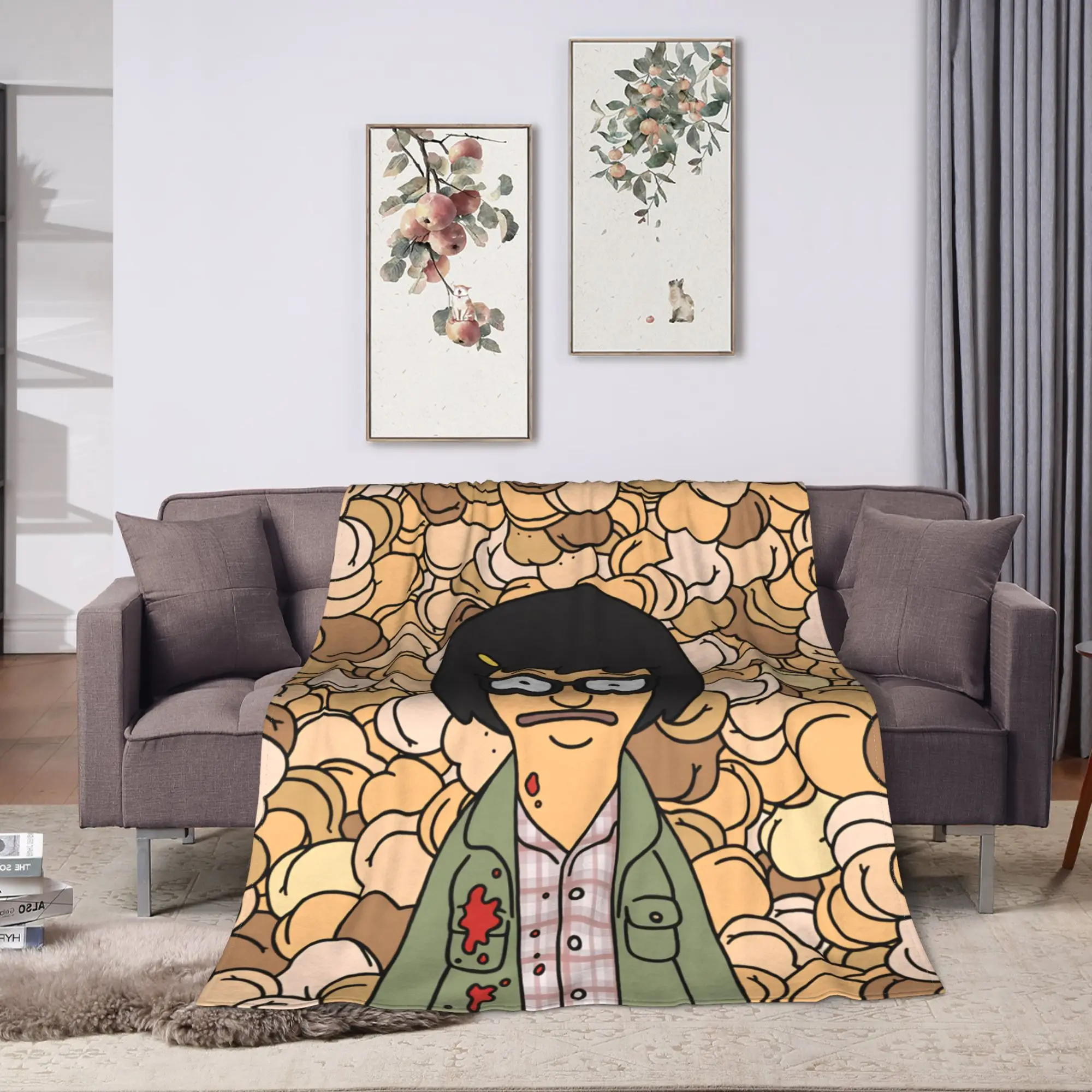 Anime Bobs Funny B-Burgers Blanket Movie Picnic Flannel Bedding Throws For Outdoor Warm Soft Custom DIY Quality Bedspread Gift