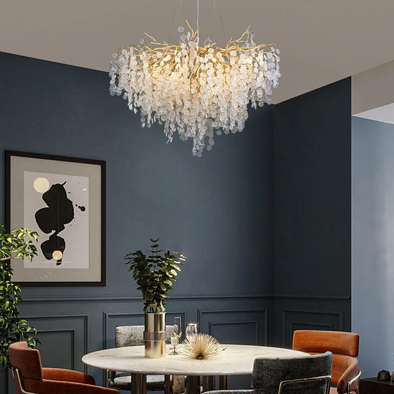 Light luxury living room dining room chandelier French art bedroom hall branch light luxury crystal chandelier