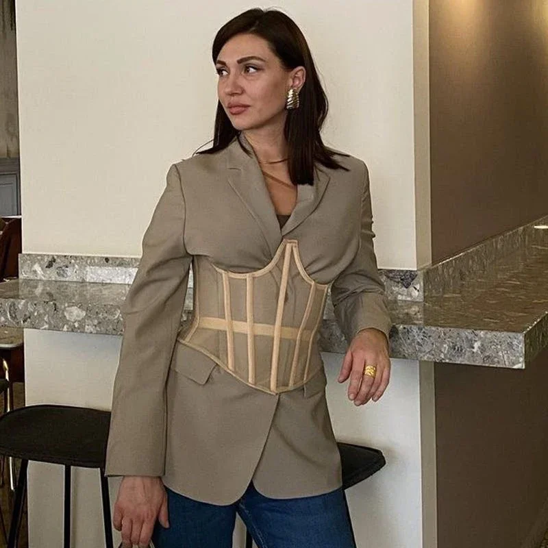 CRIS Plastic Bones Decorative Strong Mesh Underbust Corset