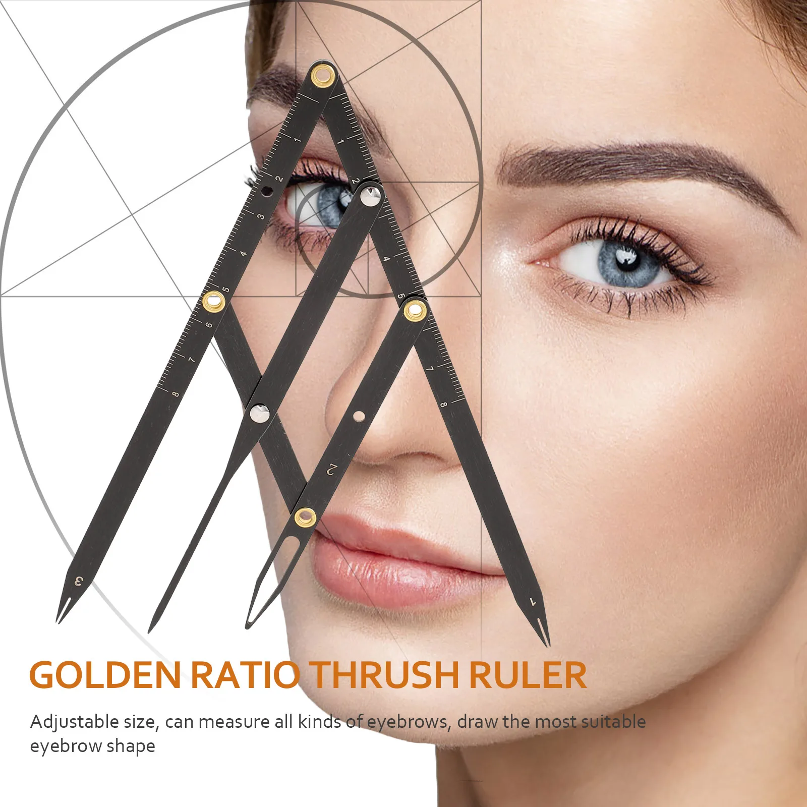 

Eyebrow Measuring Ruler Golden Ratio Stainless Steel Positioning Tool Adjustable Size Folding Design Makeup Accessories
