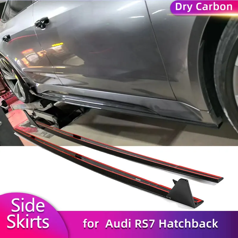 

Предварительно предотвращающие сухое карбоновые боковые юбки для Audi RS7 хэтчбек 2021-настоящее время, гоночный фартук для боковых дверей, бампер, комплекты кузова для губ