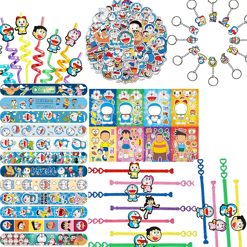 Artículos para Fiestas de Cumpleaños, Pulseras, Pegatinas, Llaveros de Doraemon, Premios de Carnaval, Rellenos para Bolsas de Piñata, Regalos para Fiestas