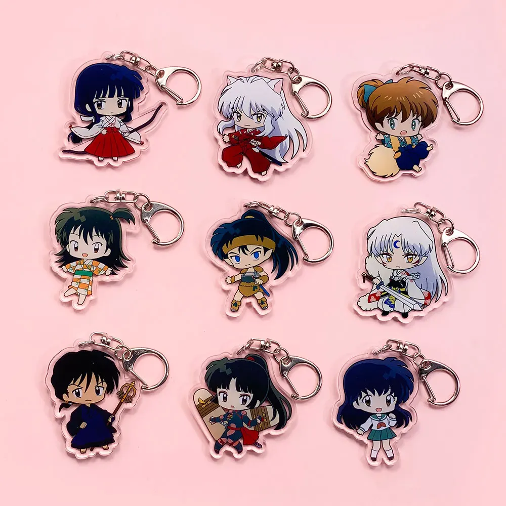 1/9 Piezas Figuras de Anime Inuyasha, Llavero Acrílico para Coche, Bonito Colgante para Mochila, Divertidos Adornos para Bolsos, Accesorios de Decoración, Regalos Festivos