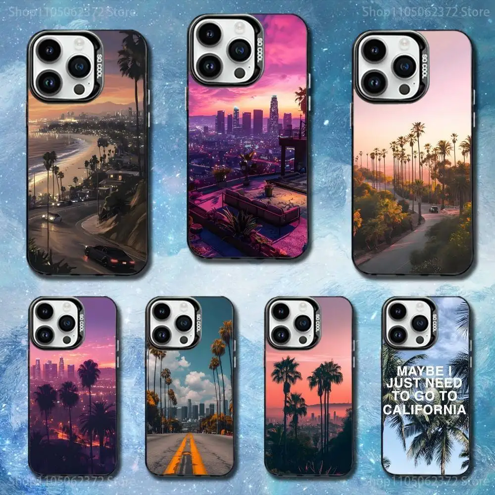 

California Travel Los Angeles Phone Case For iPhone 11,12,13,16,14,15,Mini,Pro,XS,MAX Black Matte Shockproof Cover