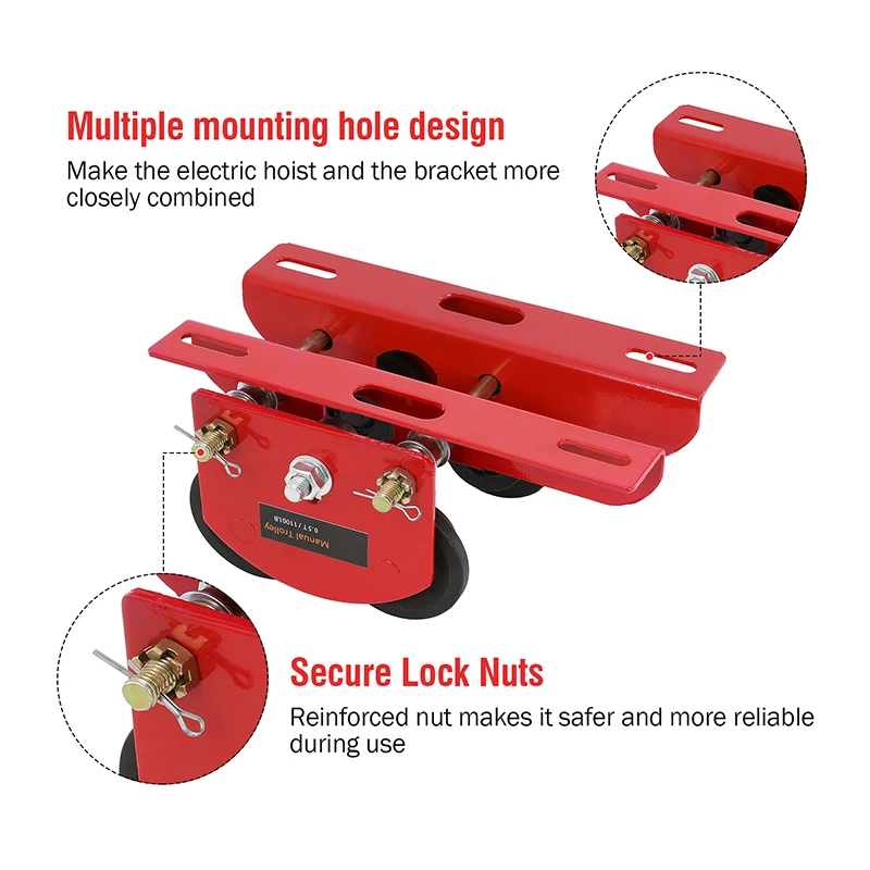 Lifting Crane Accessories Hand-carrying Cart Manual Trolley 4/6 Pulleys For PA200 PA250 A300 PA400 PA500 Material Handling Tools