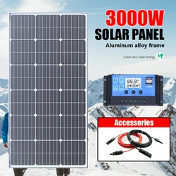 Solar Panel Rigid Glass Solar Panel 3000W 18V  Monocrystalline  High-efficiency Charging Outdoor Solar Cells For Home RV Camping