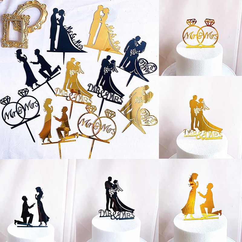 Valentine's Day Series Acrylic Cake Insert Marriage Cake Acrylic Paper Cup Wedding Couple MRMs Cake Decoration