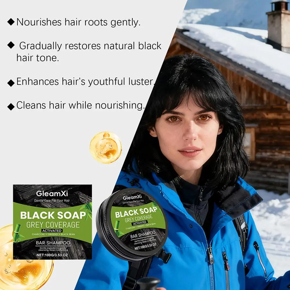 سواد الشعر الصابون التطهير العميق اسوداد اللحية الحواجب تعزيز تغذي إصلاح أبيض رمادي علاج الشعر الشامبو بار #2