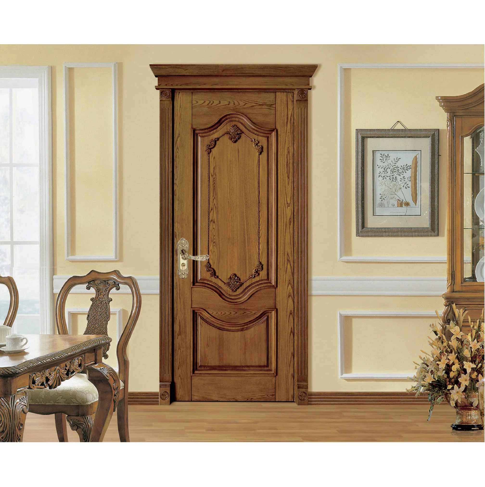 

Classic style deep carved door design main entrance solid wood doors