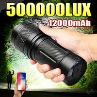 Paweinuo LED Handheld Flashlight Ultra-Bright 50000Lumens 12000mAh Rechargeable Battery Powerful Torch Zoomable Tactical Lantern