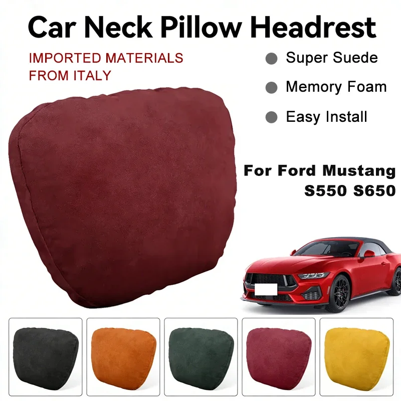 

Italy Suede Car Neck Rest Pillow For Ford Mustang S550 S650 Seat Head Neck Support Cushion Auto Interior Accessories