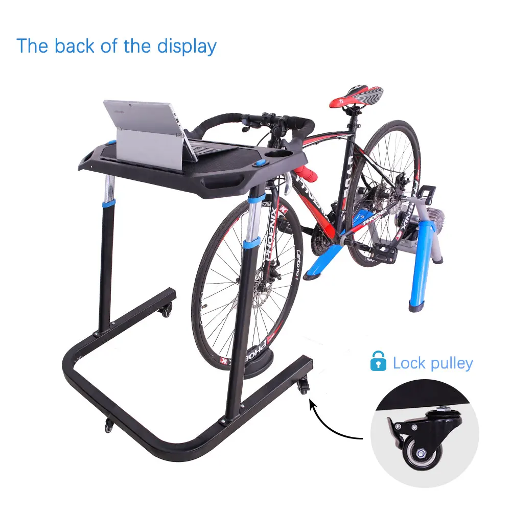 OEM Factory's Adjustable Height Portable Laptop Trainer Table Cycling Desk with Bicycle Rack