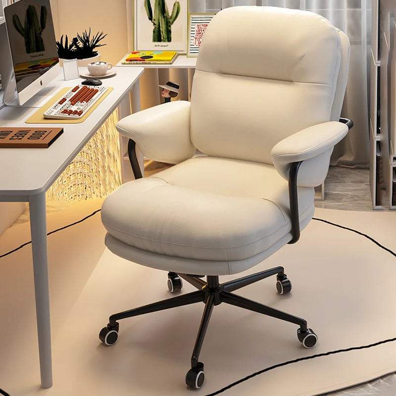 

Nordic Leather Computer Chair Bedroom Makeup Armchairs Rotatable And Tiltable Ergonomic Gaming Chair Furniture For Room