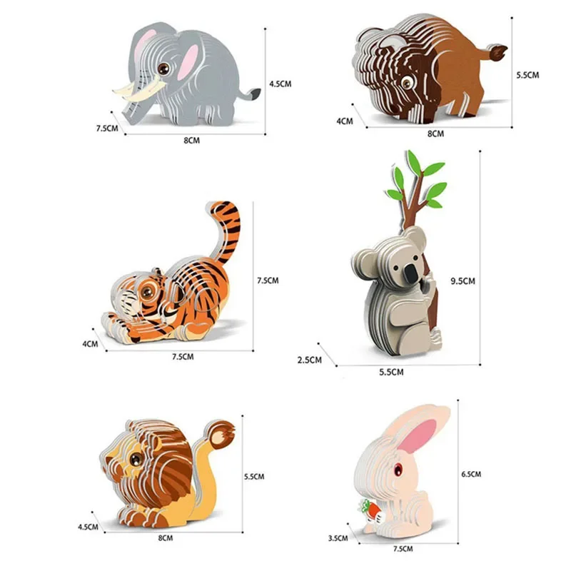 Rompecabezas de papel 3D de animales para niños, juguetes educativos Montessori, divertido ensamblaje Manual de bricolaje, modelo tridimensional, juguete para niño y niña