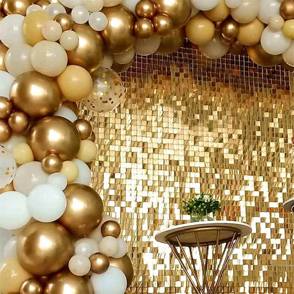 2M X 1M Balloon Rain Curtain Gold Bright Color Party Decoration Fashion Accessory For Wedding Anniversary Grant Event Birthday