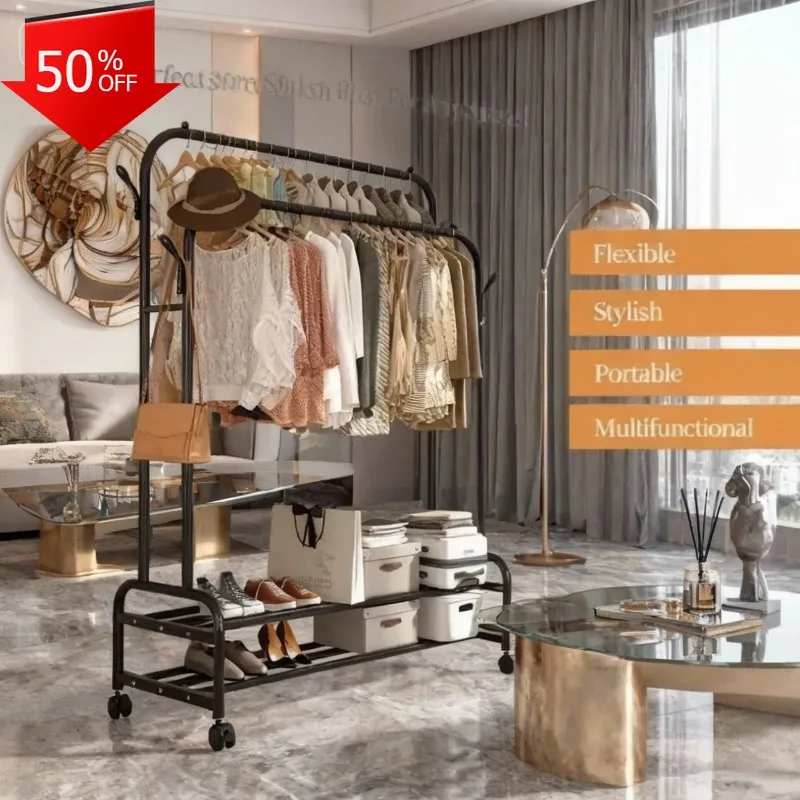 앤티크 나무 스탠드 옷걸이 이미지