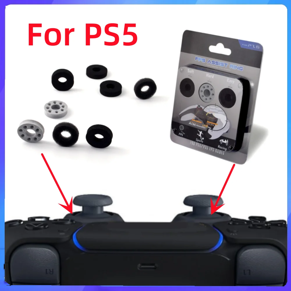 8pcs/Set Precision Rings For PS5/PS4 Game Controller Aim Assist Target Motion Control Precision Rings (2 Hard/4 Soft /2 Easy)