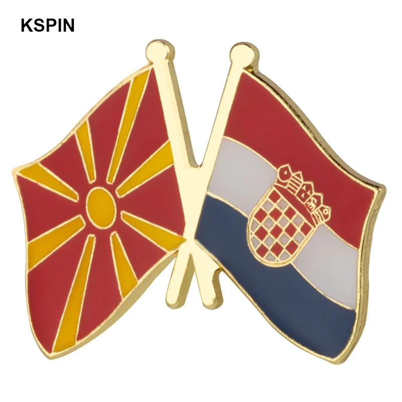 Macedonia & Croatia Friendship Flag Badge Flag Brooch National Flag Lapel Pin International Travel Pins