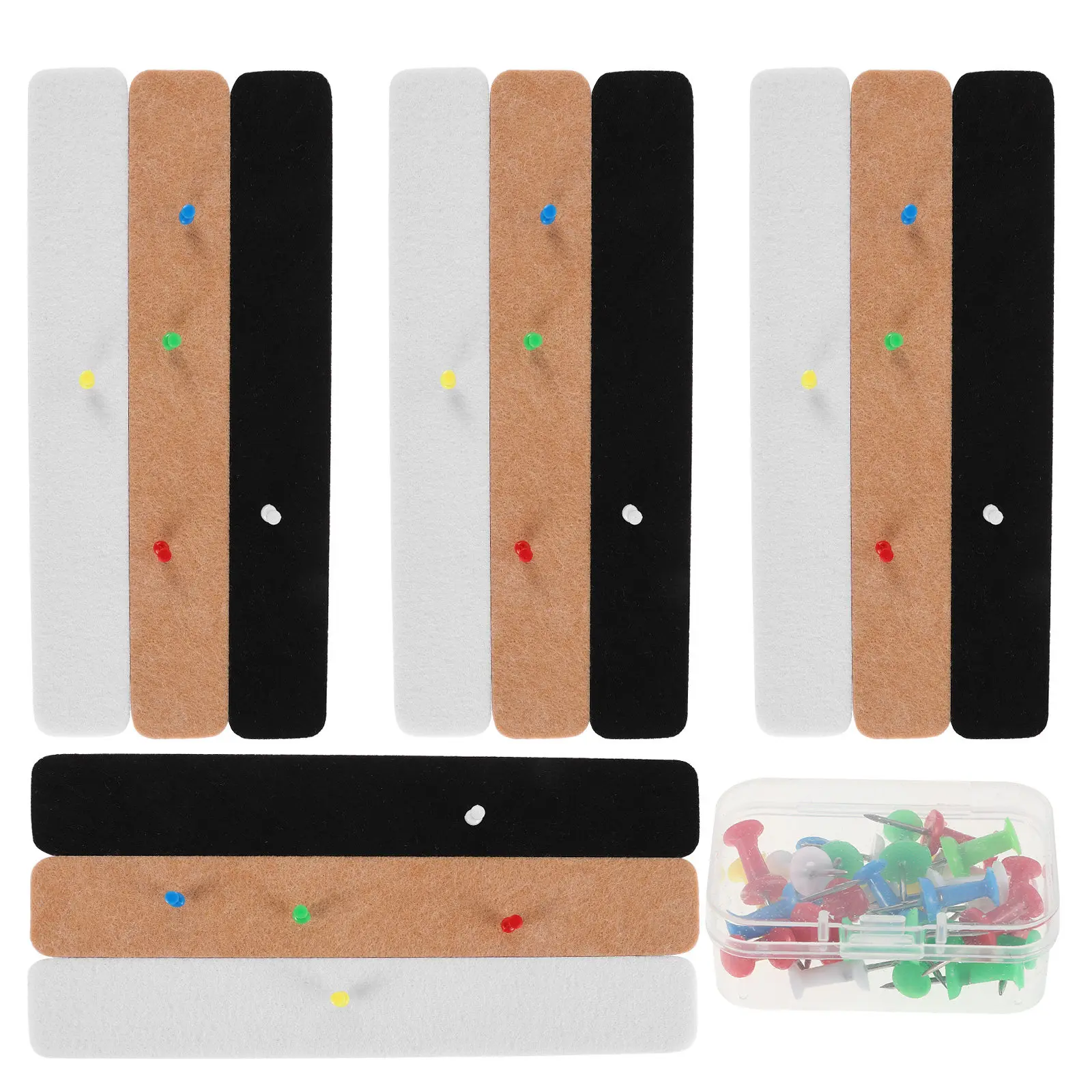 1set-felt-bulletin-board-memo-strips-with-push-pins-sturdy-polyester-fiber-lightweight-wall-mount-office-supplies-for-home
