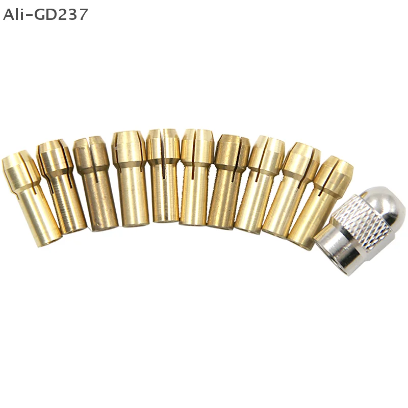 

GD237-11PCS/lot Mini Drill Brass Collet Chuck for Rotary Tool 0.5-3.2mm Brass and Nut for Accessories Set