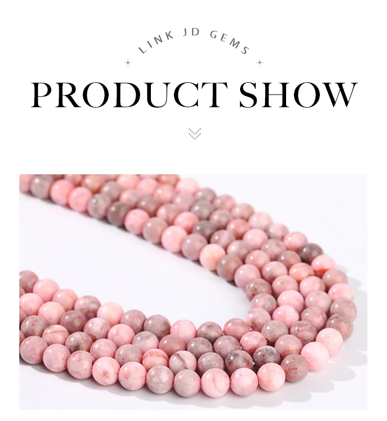 Naturstein Rosa Zebra Jaspis Perle 4 6 8 10 12mm Runde Lose Spacer Perle Für Schmuck Machen DIY Armbänder Halskette Zubehör – Detail 3