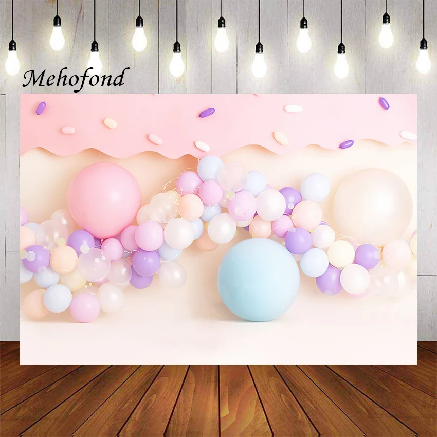 

Mehofond Photography Background Sweet Pink Balloon Princess Girl 1st Birthday Party Cake Smash Decor Backdrop Photo Studio Props