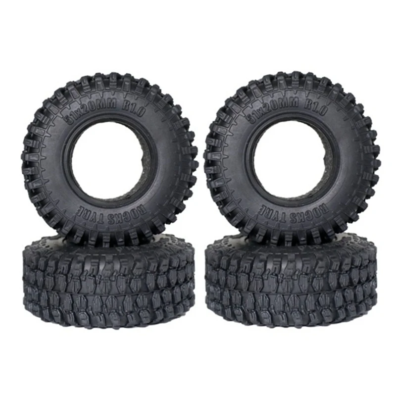 

51Mm 1.0 Crawler Tires Mini Soft Rubber Tires For Axial SCX24 Bronco Gladiator C10 JLU Deadbolt 1/24 RC Crawler Car